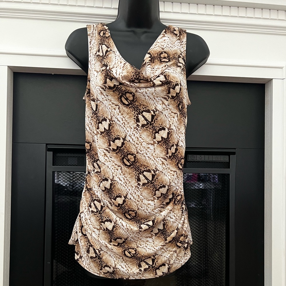 White House Black Market snake print blouse sz Small
